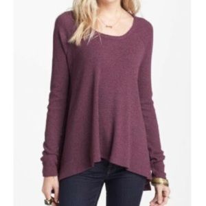 Free People We The Free Rockabilly Raglan Thermal Raw Trim Swing Top Size XS